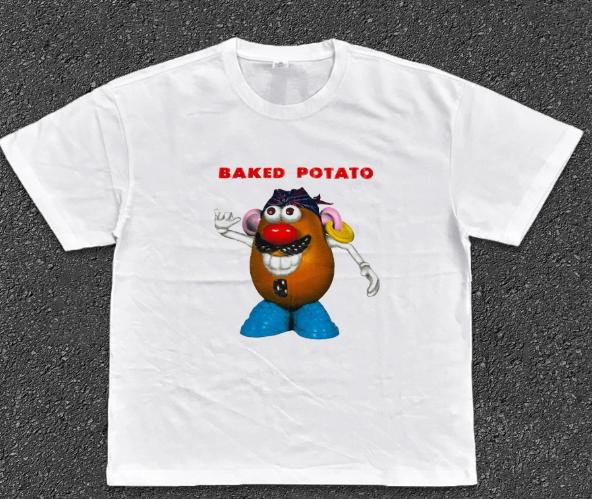 Men's and Women's Matching Cartoon Animation Student Design Short-Sleeved T-Shirt 100% Cotton Shirt