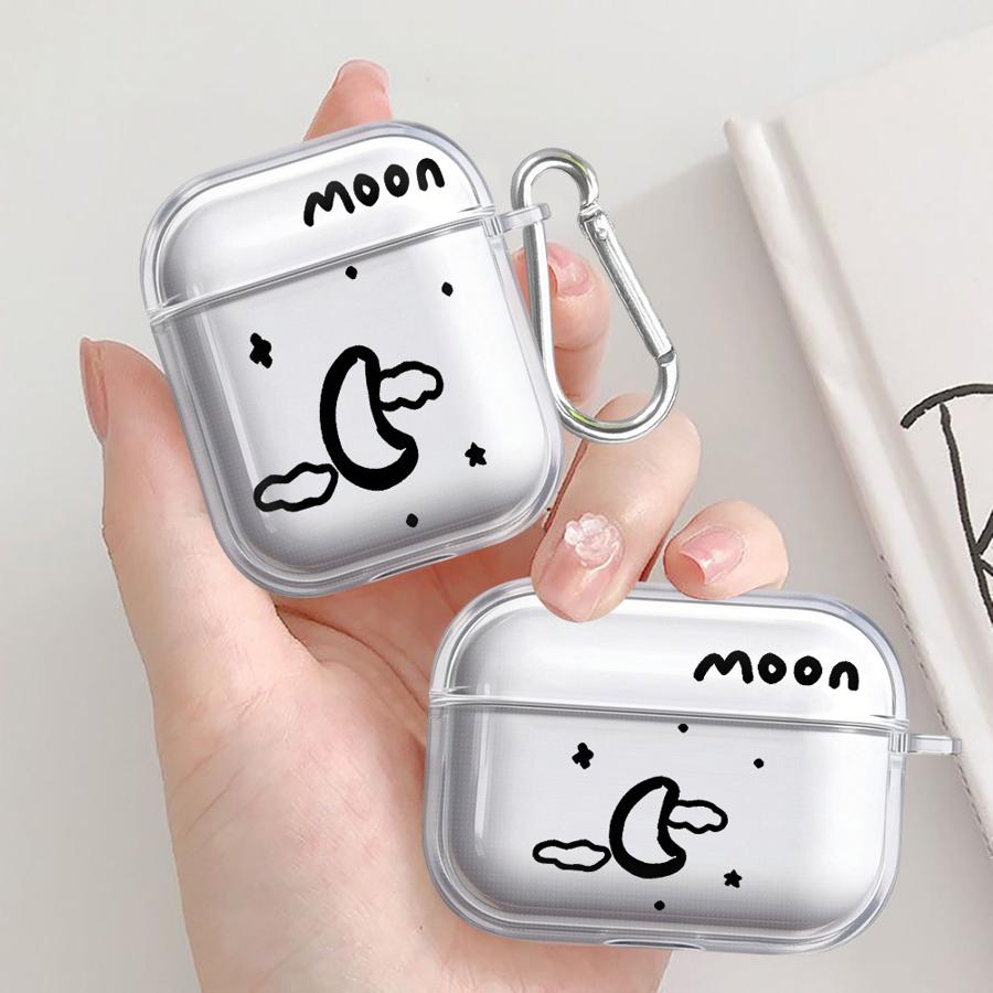Прозрачные чехлы для наушников Чехол-обложка Для Airpods 2 4 Pro3 Pro 3 Pro2 1 Мультяшные Луна Солнце