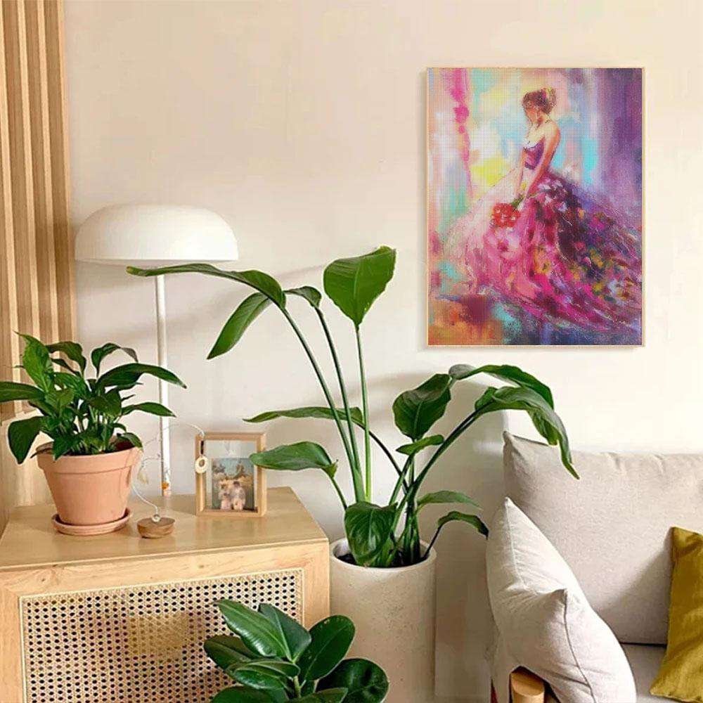 5D DIY Алмазная картина Девушка Портретная живопись Полная круглая картина из стразов Мозаика Рукоделие Украшение дома 30x40 см/12x16 дюймов