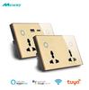 Wifi Tuya Smart Dual Outlet Wall Socket Universal Electrical Plug Wireless Power Touch Switch Alexa Google Home Office