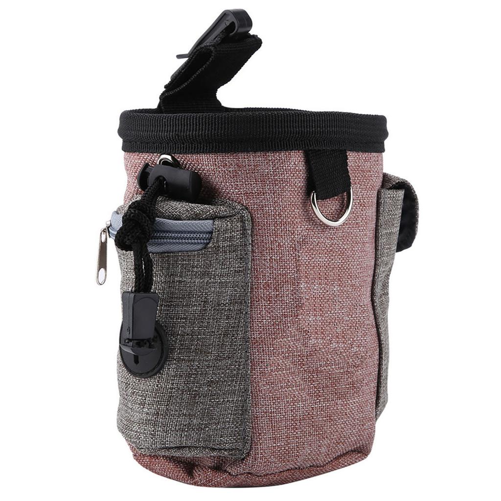 Portable Cotton Linen Pet Dog Detachable Feed Pocket with Adjustable Waistband