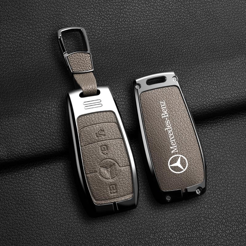 CRX1 Metal Leather Car Key Case Cover Protection Shell For Mercedes Benz C E S GLC W205 W213 X253 W222 W166 W176 W246 Keyring Pendant