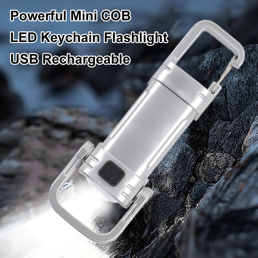 Мощный Мини COB Светодиодный Брелок-Фонарик USB Перезаряжаемый Уличный Яркий Фонарик Кемпинг Аварийный Карманный Фонарь