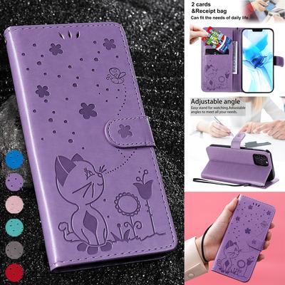 Модный кожаный чехол-бумажник с изображением кошки и пчелы для Iphone 13 Pro Max 13 Mini 12 Pro Max 11 Pro Max Se2020 X Xs Xr Xs Max 8/7/6s Plus 5s