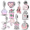 Шарм Медный Розовый Подвеска Шарм Подходит для Оригинального Шарм-Браслета Ожерелья Бусины DIY Ювелирные Аксессуары