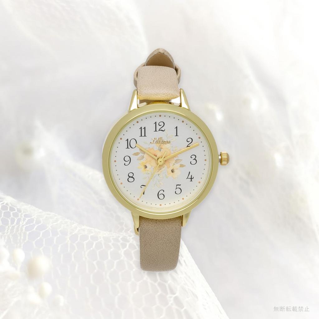 Watch Analog Leather Strap Floral Pattern Beige Garden [Fieldwork] Women's JN022-2