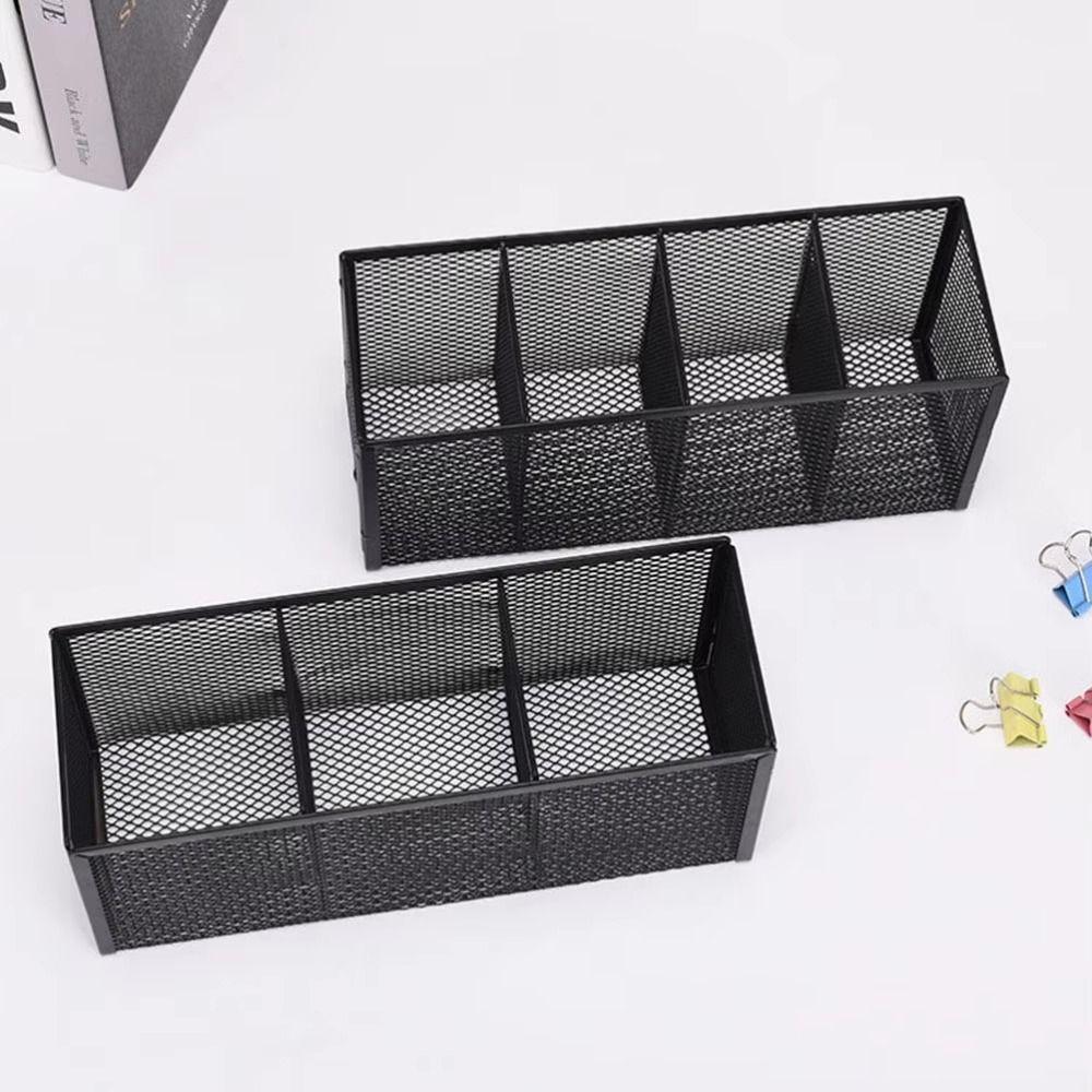Modern Mesh Desk Organizer 3/4/5/6 Grids Pen Storage Box Multifunctional Pencil Holder Office Use