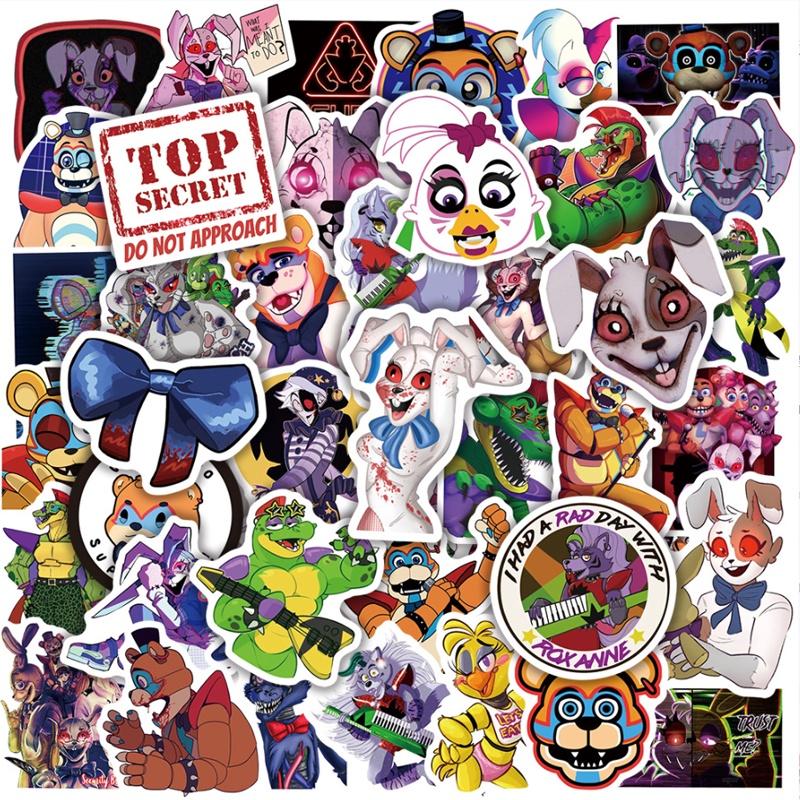 Крутой набор ПВХ наклеек для хоррор-игры Fnaf Security Breach 50 шт.