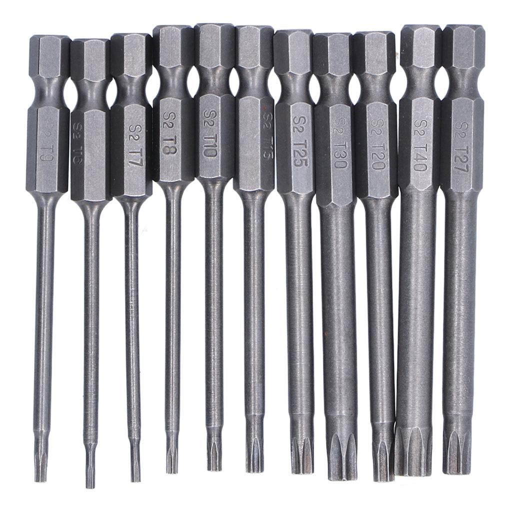 11 Piece Plum Blossom Screwdriver Bit Set 14in Hex Shank S2 Steel Magnetic 75mm Safety Bit Set