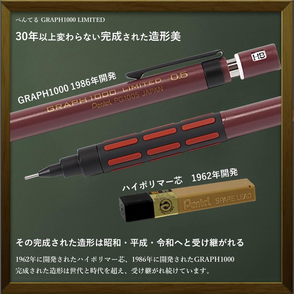 Механический карандаш Pentel Graph 1000 в ограниченных ретро-цветах включает ретро-полимерный грифель и оригинальную пенал RingLeaf [GRAPH1000 LIMITED] Ластик,