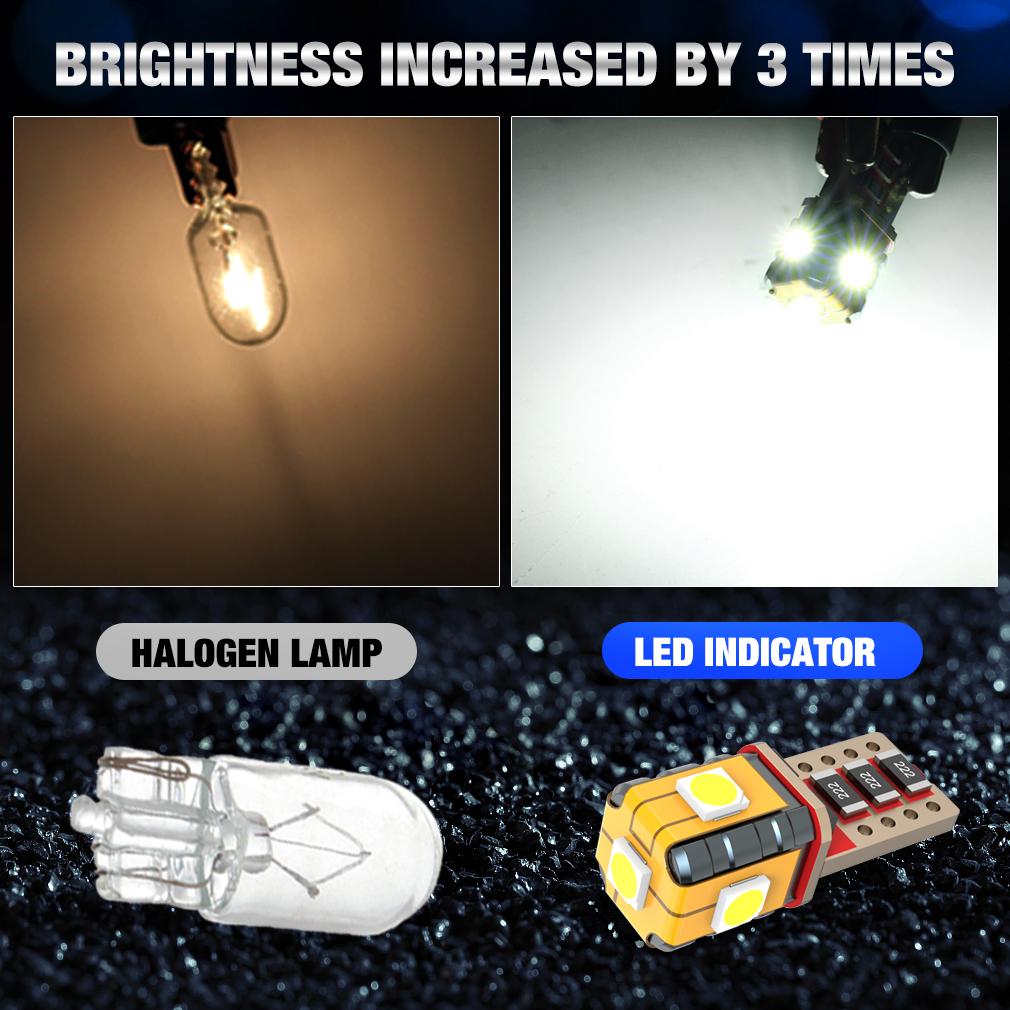 2 шт. Светодиодные лампы T10 Автомобильные огни Белый 168 501 W5W Canbus Светодиодная клиновидная 3030 5SMD Внутренний купольный свет для чтения Подсветка номерного знака Сигнальная лампа 12 В 6000 К