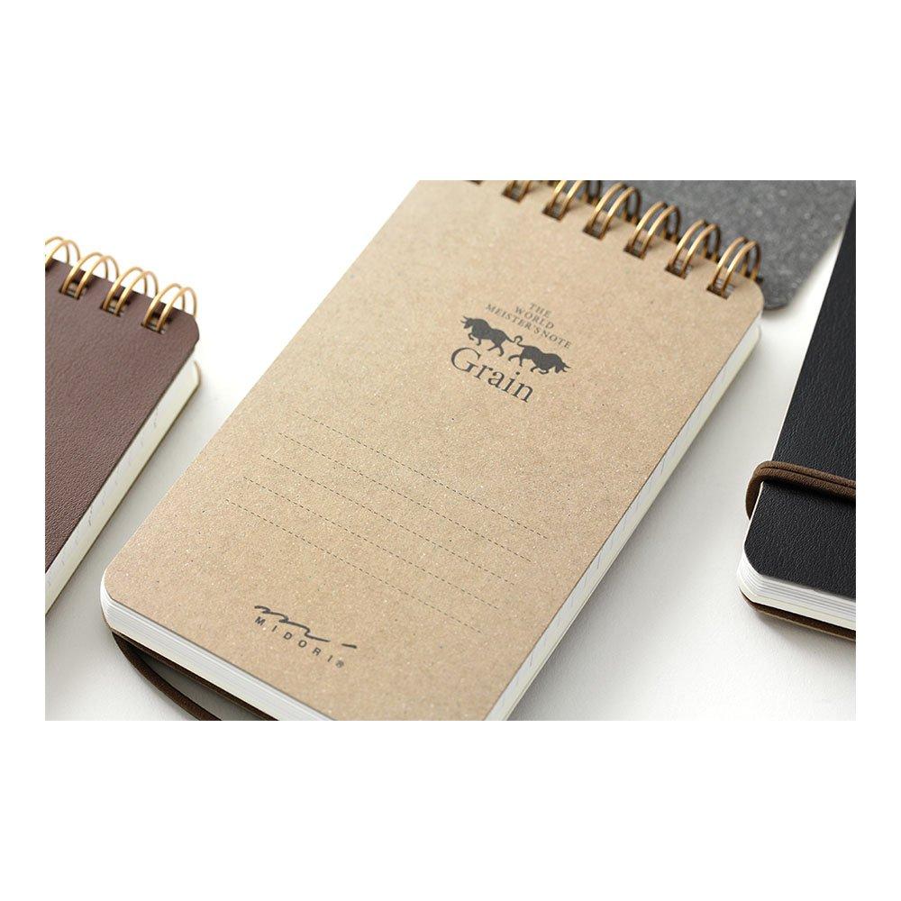 Midori Memo Pad WM Ring Memo Grain Dark Tea 11799006