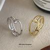 Banyan Tree S925 Silver Minimalist Knotted Open Ring - Trendy Korean Cold Style for Women