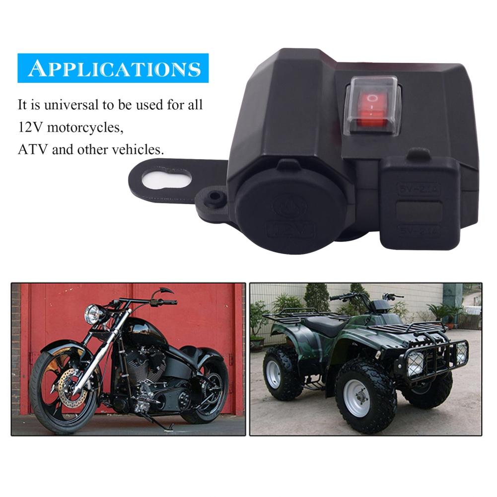 Auto Waterproof Socket 12v Motorcycle Lighter 5v 21a Dual Usb Phone Charger Power Adapter With Voltmeter Mount On Handlebar For Phones And More