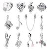 925 Sterling Copper Charms Love Music Notes Piano Crystals Pendant Beads Fit Pan Brand Bracelets Necklaces Diy Zircon For Women