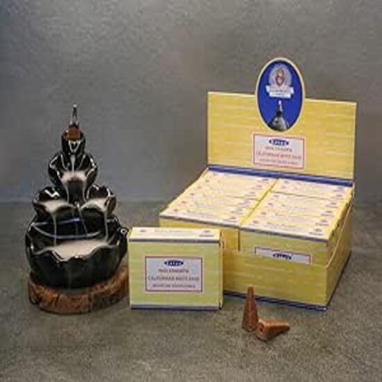 Satya Благовония в виде конусов Nag Champa Californian White Sage Backflow — упаковка из 12 штук