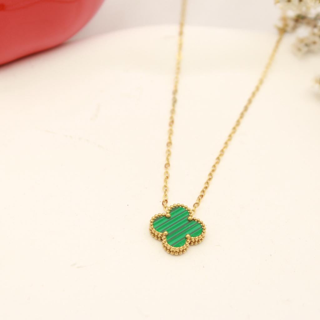 15 мм Новое двухстороннее ожерелье с четырехлистным клевером на удачу Женское ожерелье из титана 18 карат