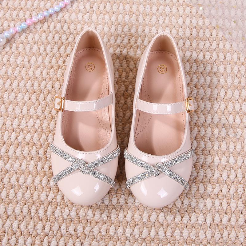 Children's Rhinestone Bow Princess Shoes: Fall Fashion Leather Shoes for Girls