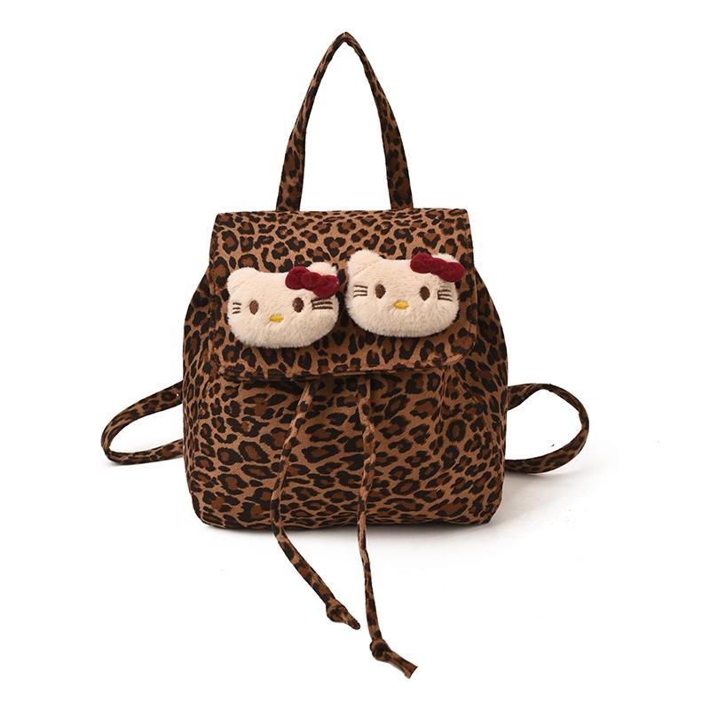 Рюкзак для кошки с леопардовым принтом: Корейский стиль, замша, многоцелевой для девочек - Осень/Зима.