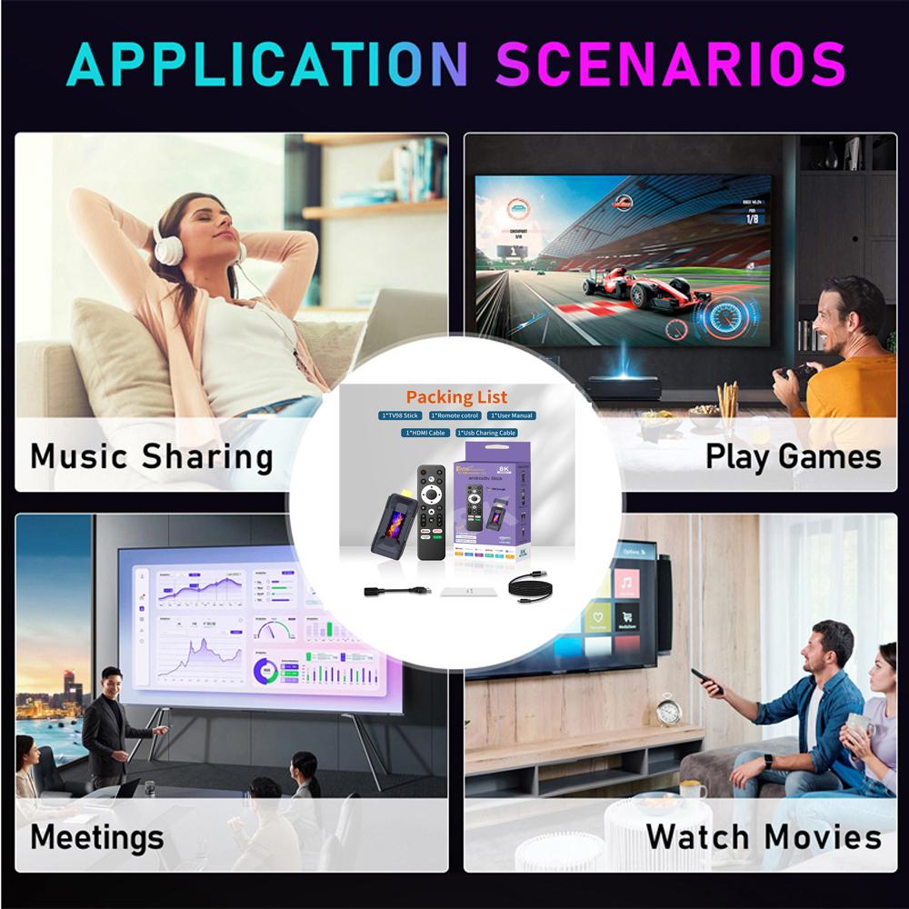 ТВ-приставка Ultra HD TV98 Android 13,0 8K Wi-Fi 6 2,4G/5G Mini Smart TV Stick Bluetooth 5,0 Сетевой медиаплеер телеприставка 2 ГБ 16 ГБ