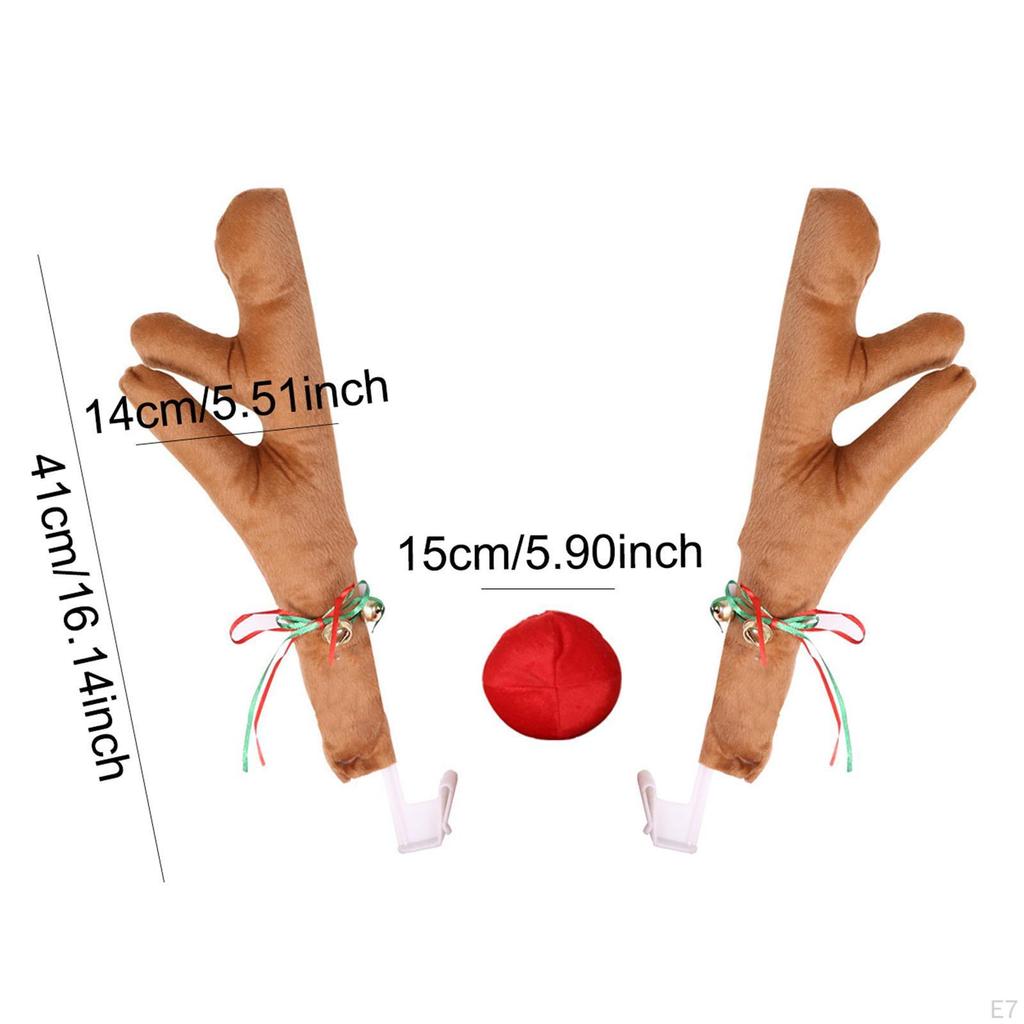 Car Reindeer Antlers and Nose Set Costume Xmas Ornament Universal Premium Holiday Christmas