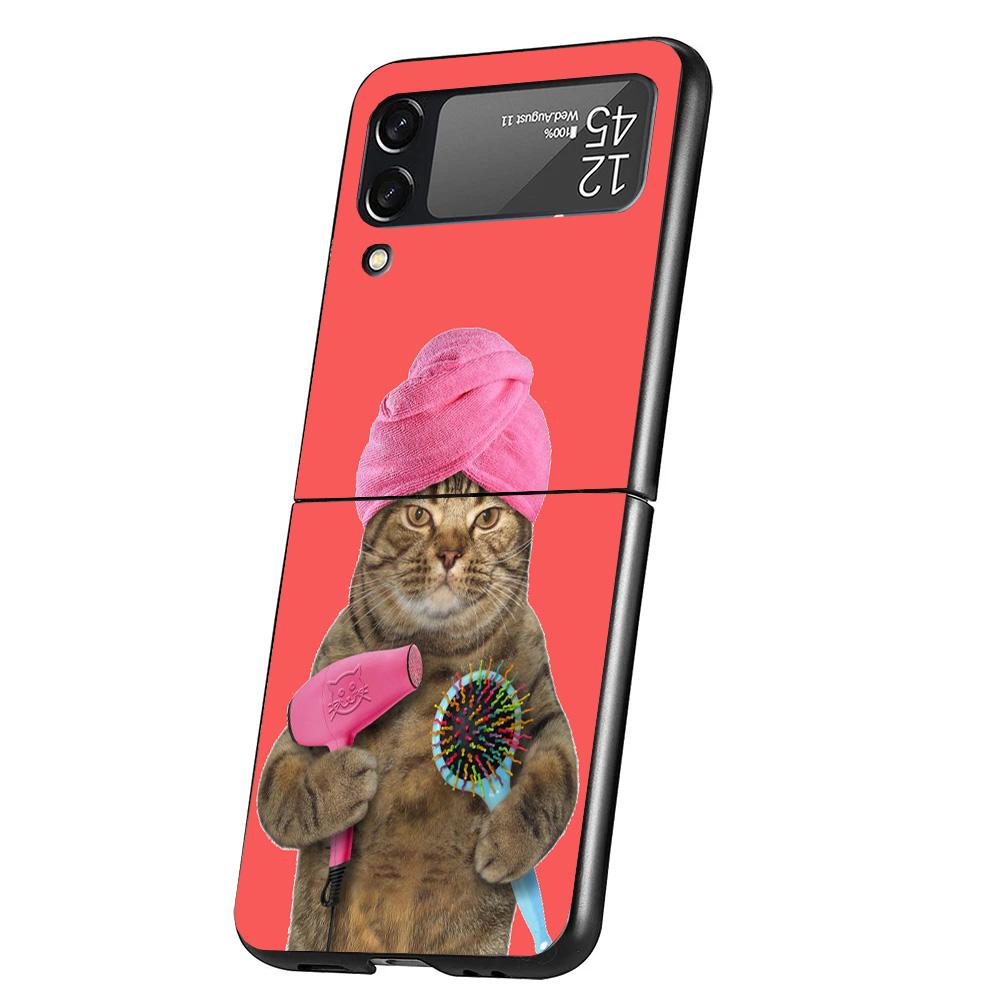 Cute Cartoon Lucky Cats Cover Phone Case For Samsung Galaxy Z Flip 7 6 5 4 3 5G Flip7 Flip6 Flip5 Flip4 Flip3 Black Fundas Shell