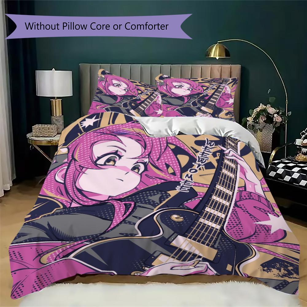 Bocchi the Rock Pattern Bedding,Quilt Set Quilt Cover Pillowcase Home Birthday Gift (1*duvet cover+2*pillowcase,without core)XSJT0917241