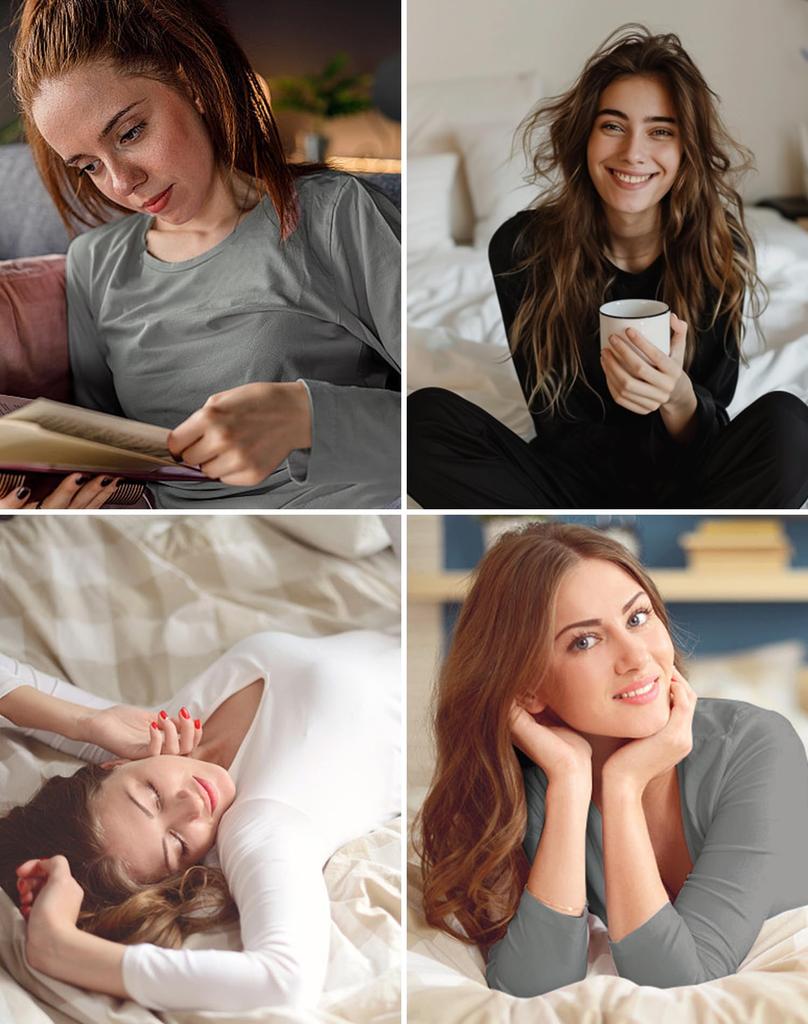 INNERSY Heattech Теплое термобелье Рубашка с длинным рукавом и и Идеально для осени и Размеры Женский комплект, На флисовой подкладке, Леггинсы, Влагоотводящий