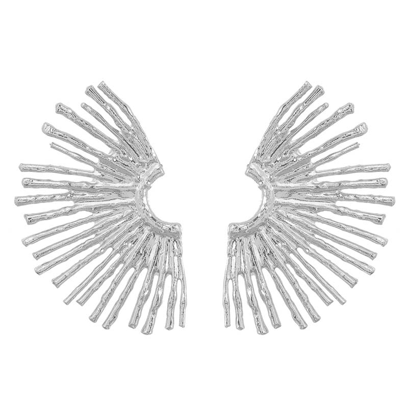 Exaggerated Metal Sunflower Stud Earrings for Women Vintage Gold Color Flower Geometric Statement Earrings Zircon Accessories
