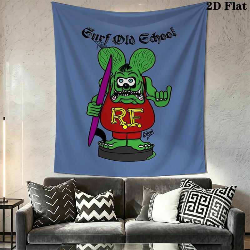Rat Fink Iconic Mouse Design Tapestry Fashion Print Wallmounted Background Cloth Christmas Gift Background Wall Hanging Cloth