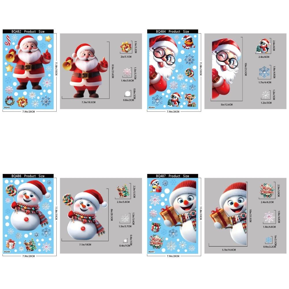 4 Sheets DIY Glass Window Sticker Waterproof Xmas Party Door Stickers Party Supplies