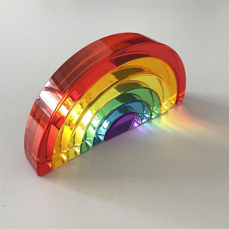 Lucent Cubes Building Blocks Stacking Toy Rainbow Translucent Cubes Acrylic Blocks Learning Color Sorting Toys for Children Gift
