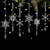 6 Pcs Acrylic Crystal Christmas Ornament Sparkling Clear Snowflake Hanging Ornaments with Drop Pendants for Xmas Tree Decoration