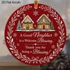 7.6cm/2.9in Vintage Round Acrylic Christmas Ornament with Winter Wreath Snowflake Pattern Suitable for Door Window Decorations Holiday Decorations