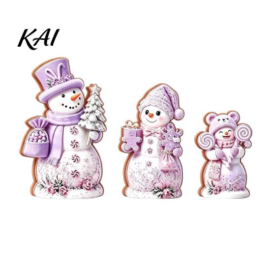Christmas Window Display 3PCS Snowman Wooden Ornaments, Decorative Cute Festive Figures, Rustic Holiday Ornaments High-definition Printing Crafts for