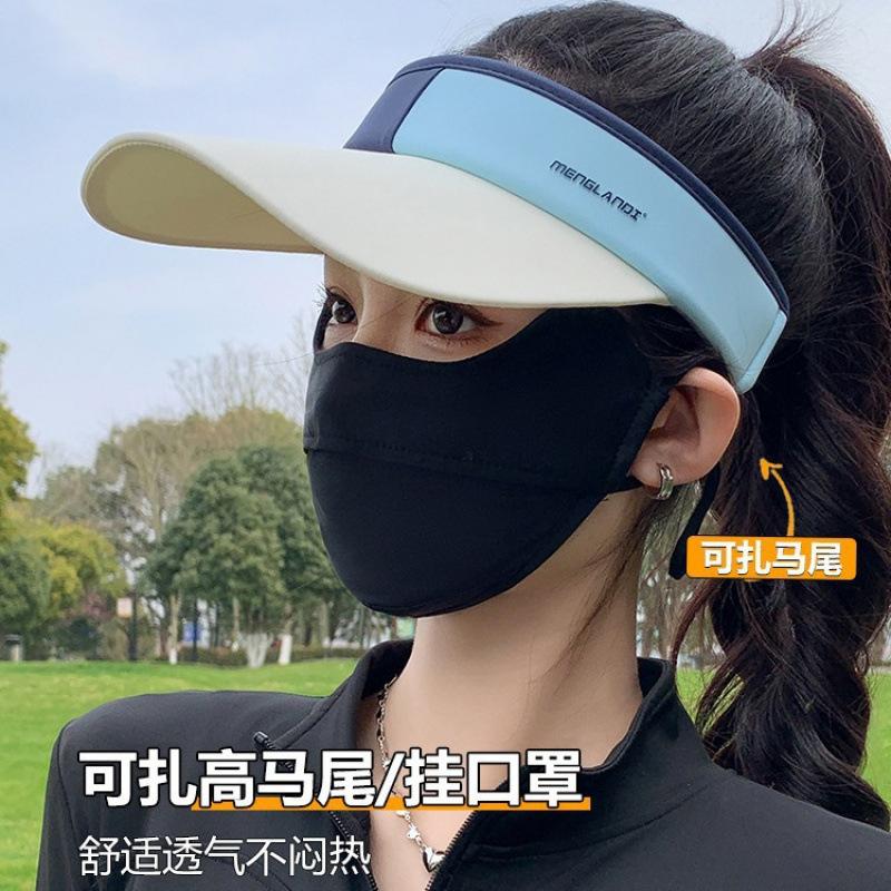 Women's new sun-protective hat, summer extended brim face-covering, UV protection duckbill sun hat, running sports bare-top hat