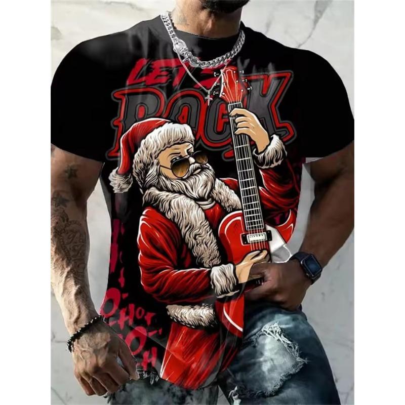 Christmas T-Shirt Funny 3d Santa Claus Print Tops Tees Mens T-Shirt Holiday Casual Harajuku Colorful Men's Clothing