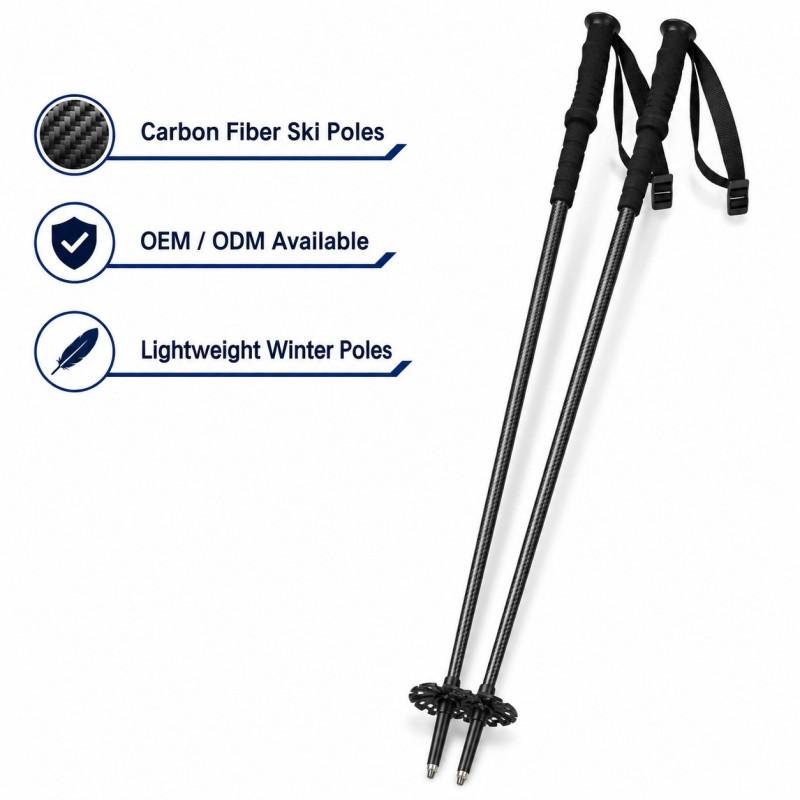 Zeroring Carbon Composite Ski Poles Fixed Length Lightweight Alpine Snow Poles Factory Direct