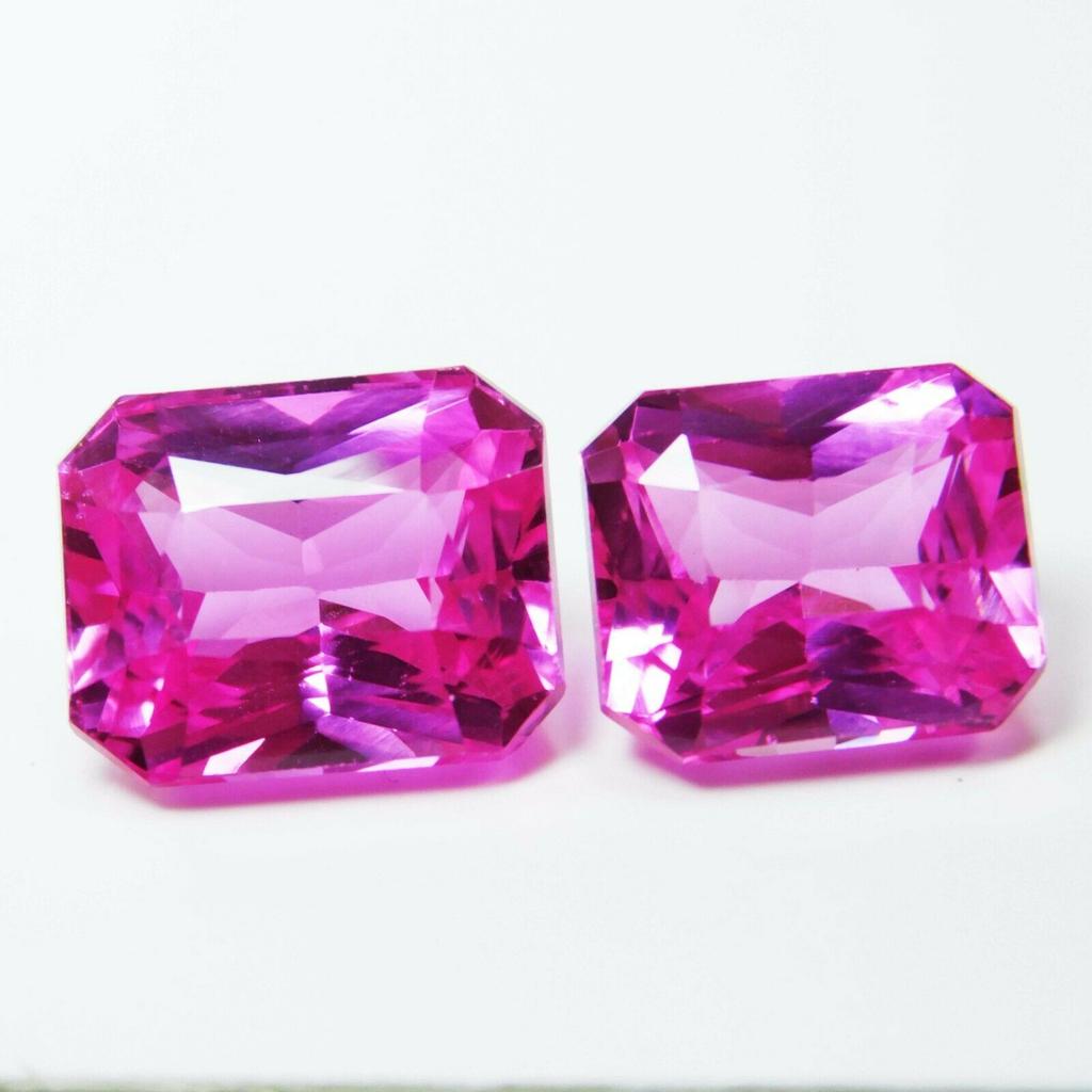 Emerald 14.40 ct Pair Natural Pink Sapphire Loose Gemstone for Jewelry Making and Gem Collections