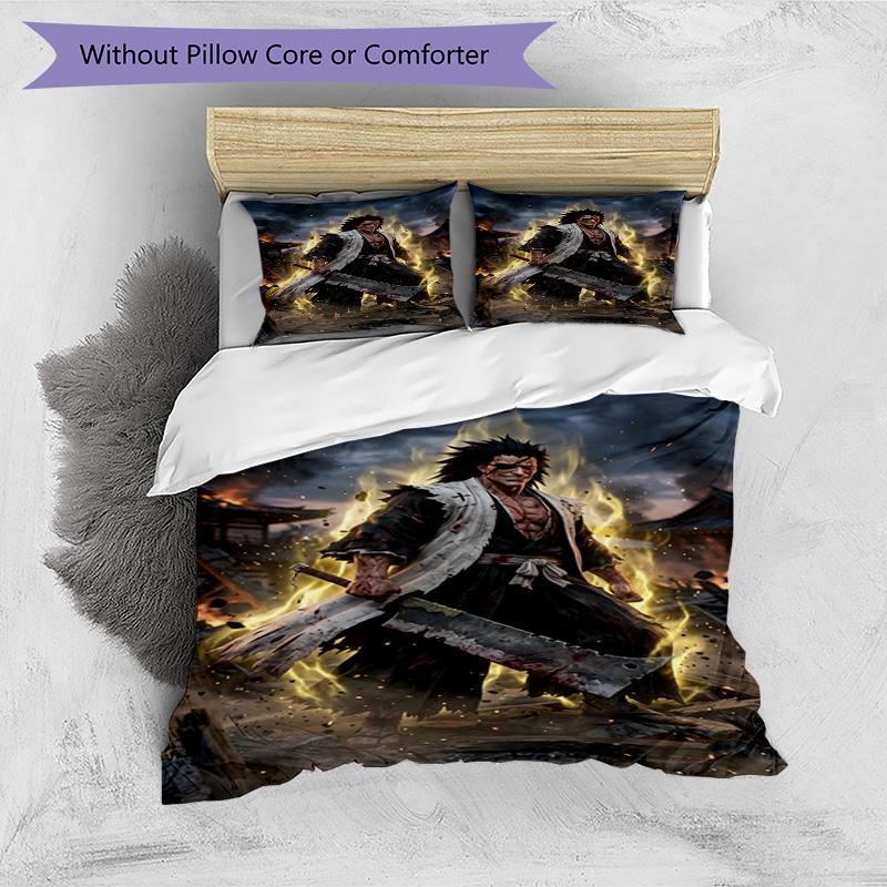 3pcs Duvet Cover Set (1*Duvet Cover + 2*Pillowcase, Without Core), BLEACH Print Bedding Set, Bedroom Decor, All‑Season, Birthday Gift