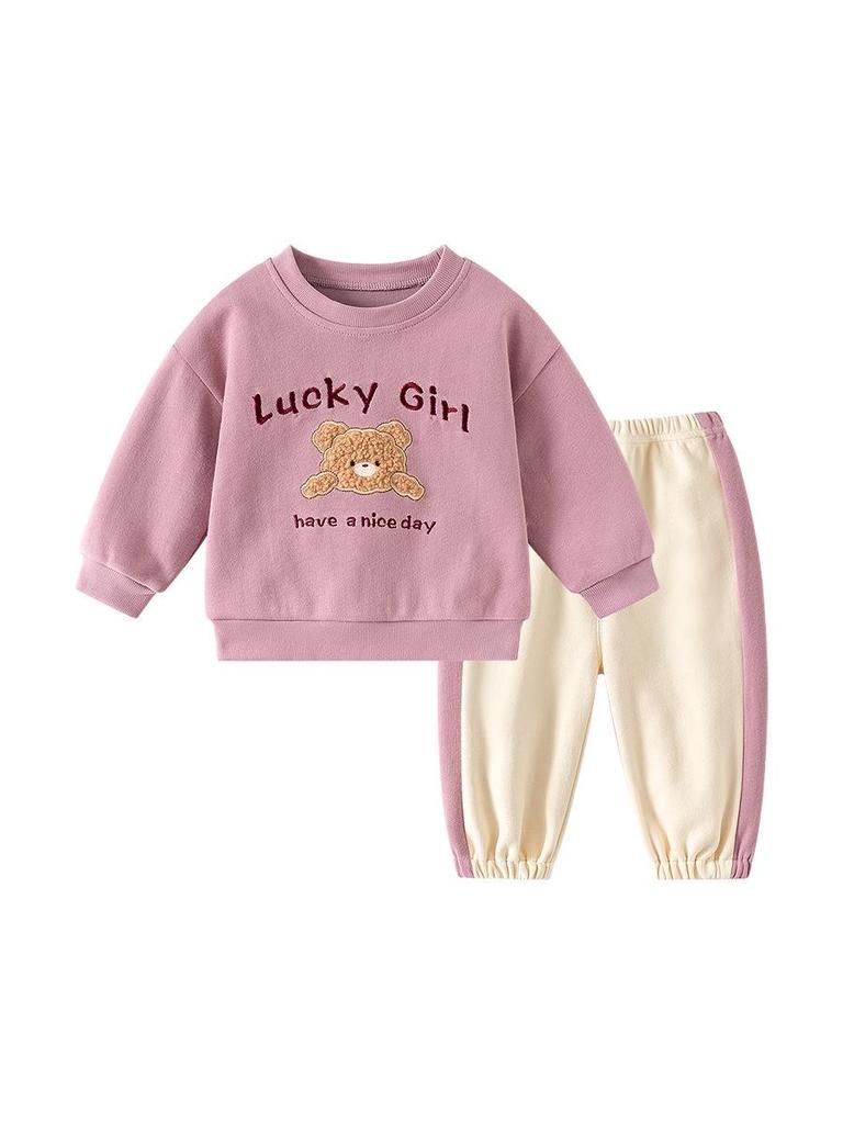 Мультяшный спортивный костюм для девочек - Весенне-осенний костюм-двойка для малышей