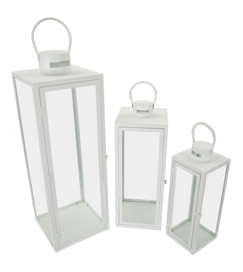 Фонарь Белый Набор 3 шт См 22X22X66-18X18X49,5-14X14X39