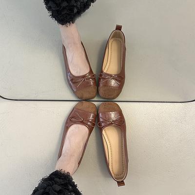 Серебристые нежные туфли-балетки Мэри Джейн с плоской подошвой, с круглым носком, на мягкой подошве, женские, новые весенне-летние 2025 года, с бантом