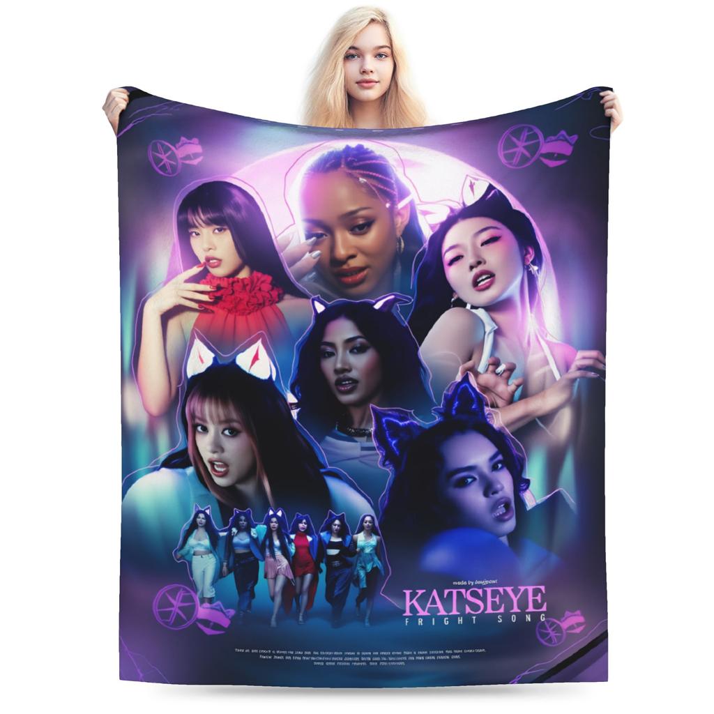 Katseye Kpop Музыка Плед Качественный Мягкий Теплый Постельное Белье Пледы Зимний Студенческий Диван Кровать Смешной Покрывало