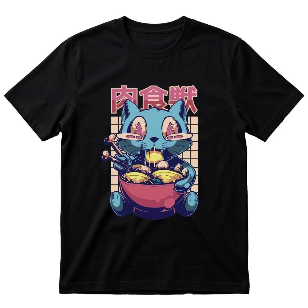 Anime T Shirt Cat RaUnisex Noodles Unisexga Japanese Geek Regular Fit Tee Gift For Her