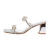 Sweet 2025 Summer New Silver Square Head Sparkling Rhinestone High-heeled Sandals Wear Thick Heels Cool Slippers Women
