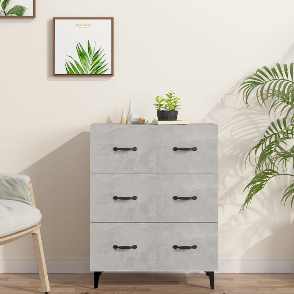 Vidaxl Szafka, Szarość Betonu, 69,5X34X90 Cm, Materiał Drewnopochodny