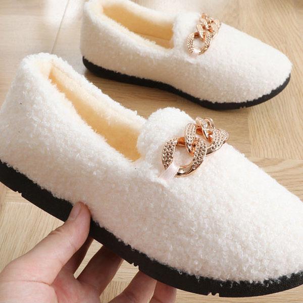 Женская осенне-зимняя удобная обувь Doudou на мягкой подошве, женская шерстяная обувь с низким берцем и круглой головкой, универсальная хлопковая обувь