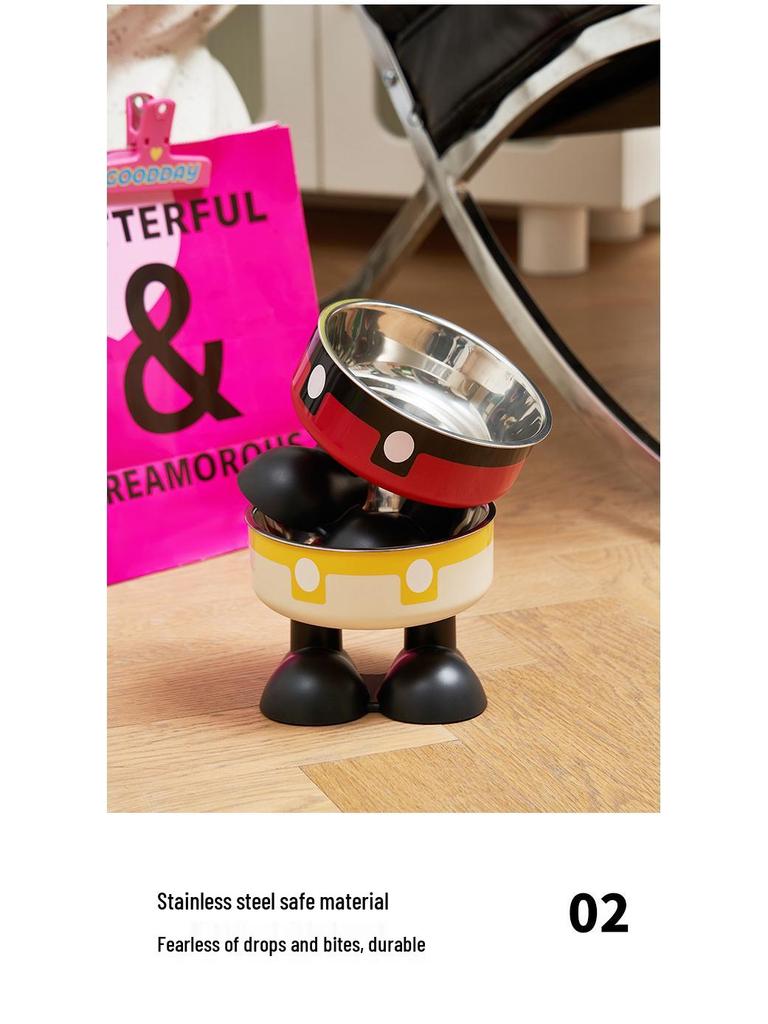 Миска из нержавеющей стали для домашних животных с защитой от опрокидывания - Нескользящая, Большая вместимость, Защита шеи для собак и кошек