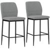 Set Of 2 High Bar Stools With Velvet Upholstery And Steel Legs For Kitchen Dining Bar 41x52x97 Cm Gray